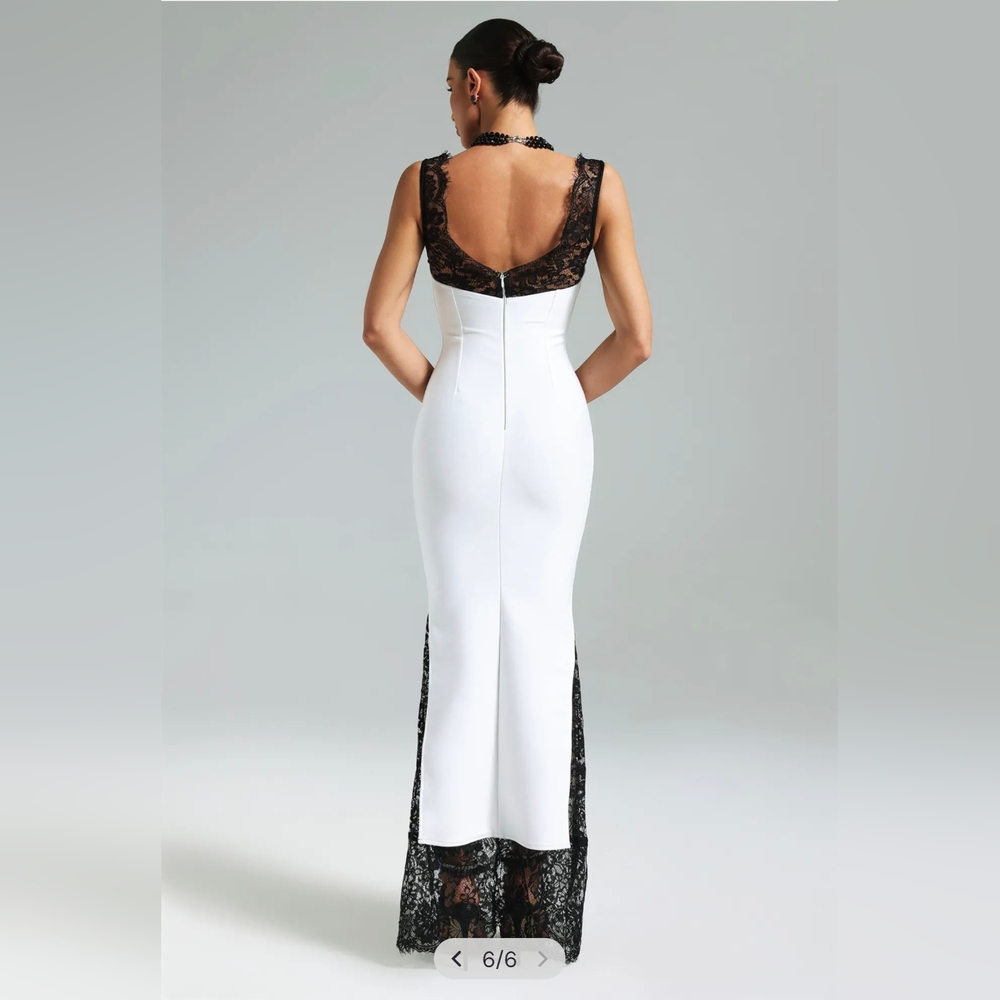 Gunnhild Lace Deep V Maxi Dress by Bella Barnett - Picture 4 of 9